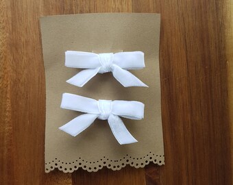 White Velvet Hair Bows