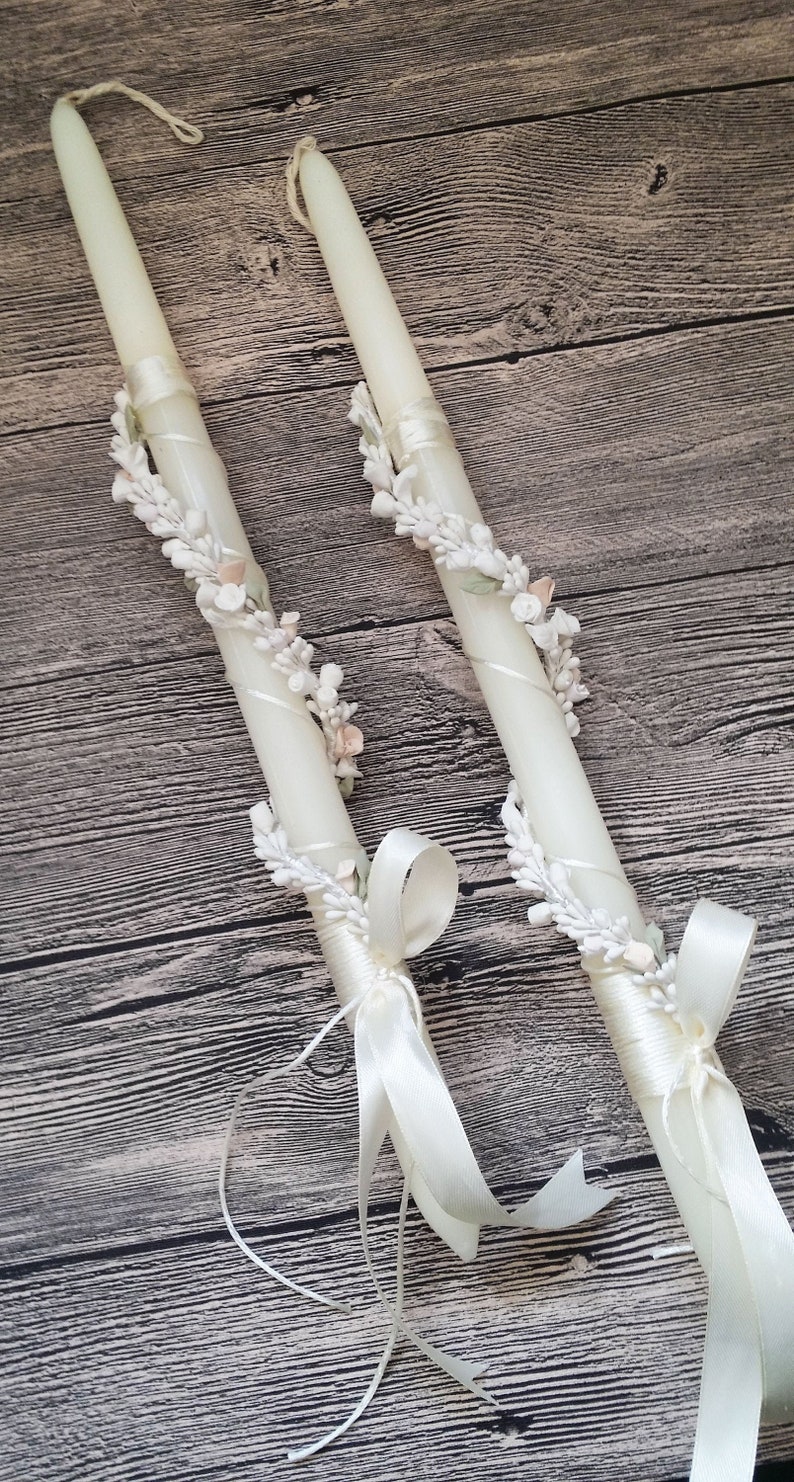 Greek Wedding Candle Lambades Lambathes Handmade Candles With Etsy