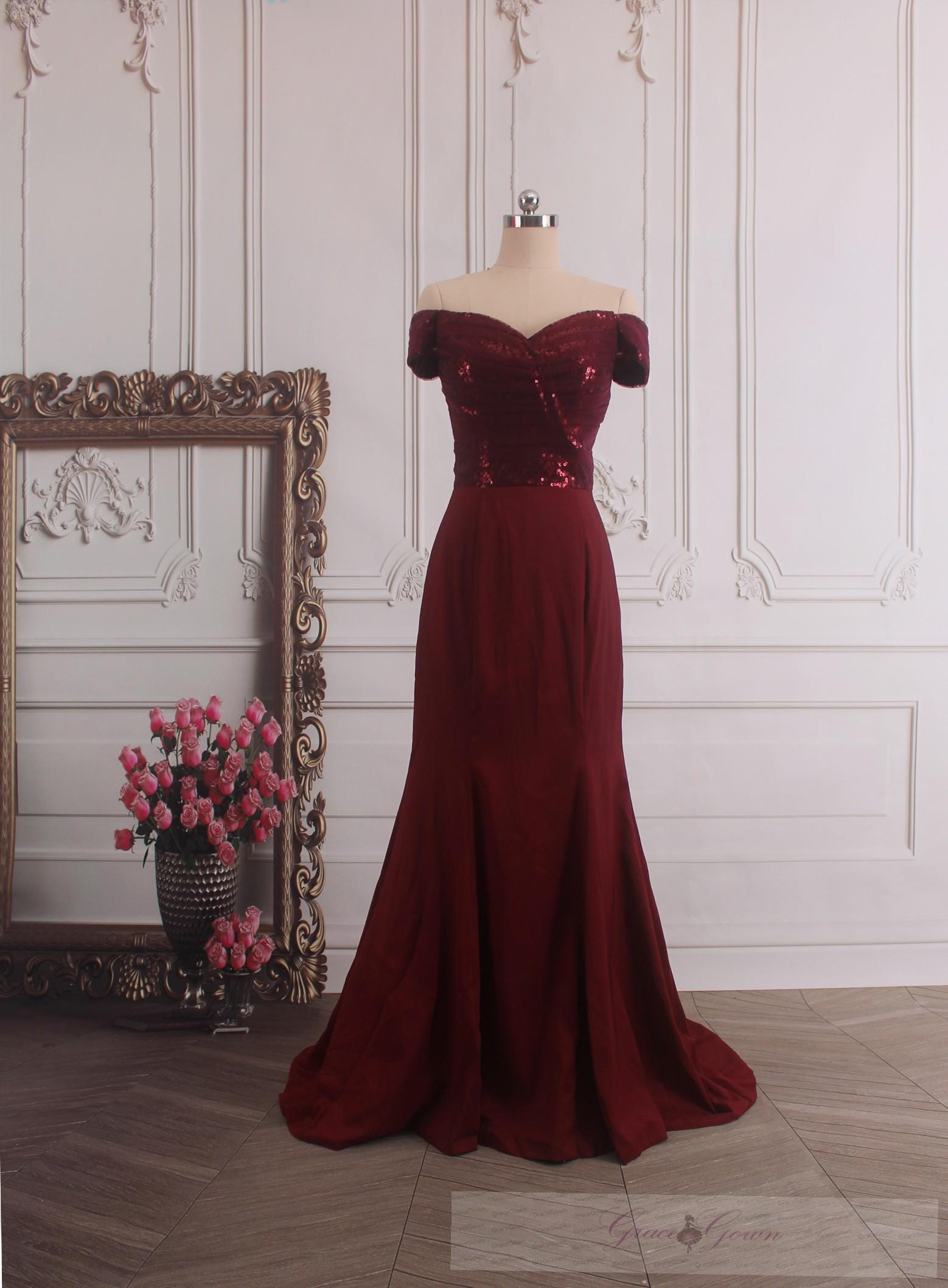 Wine Red Mermaid Dress - Etsy
