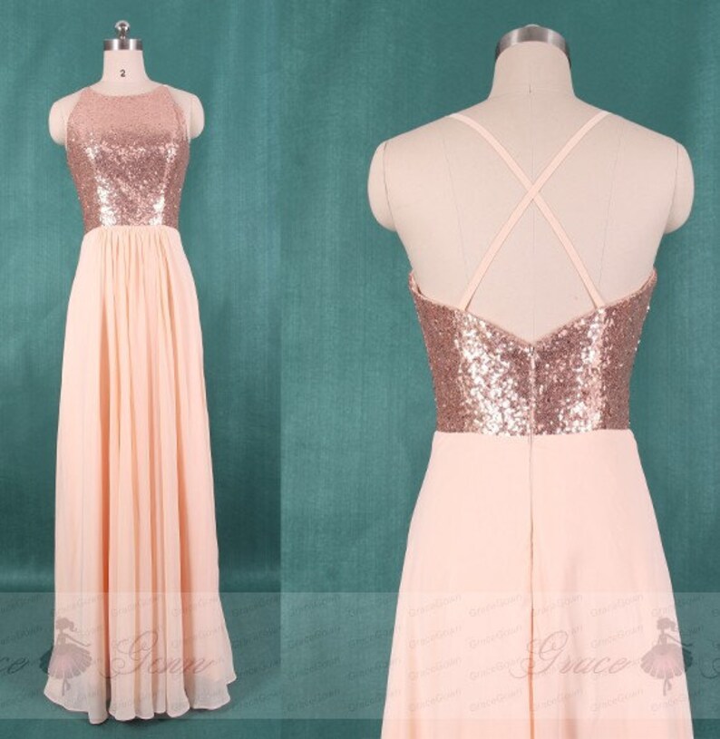 Bridesmaid Dress PeachBlush Chiffon Dress,BacklessWedding Dress,A Line Sequin Top Prom Dress,Custom Maxi Dress,Evening Dress Full Length Bridesmaid Dress PeachBlush Chiffon Dress,BacklessWedding Dress,A Line Sequin Top Prom Dress,Custom Maxi Dress,Evening Dress Full Length