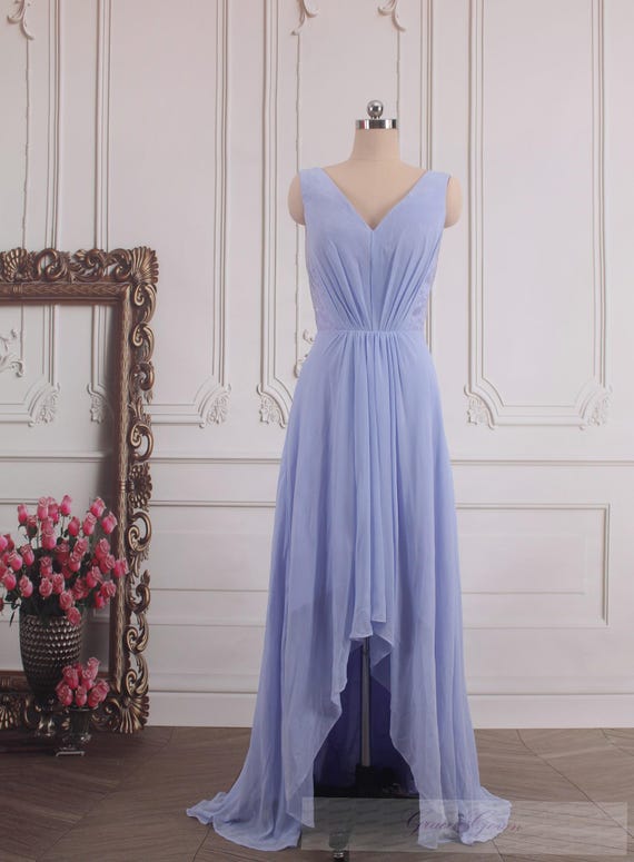 beach wedding bridesmaid dresses purple Dress Lavender Chiffon High Low Prom Dress Gown I am sure you One Piece Jumpsuits Dusty Rose, Bridesmaid Dress Chest:104