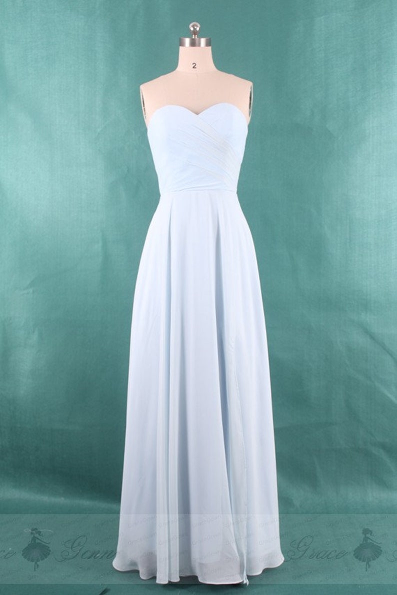 Light Blue Bridesmaid Dress Chiffon Prom Dresssweetheart Etsy