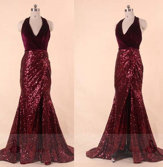 wine mermaid bridesmaid dresses