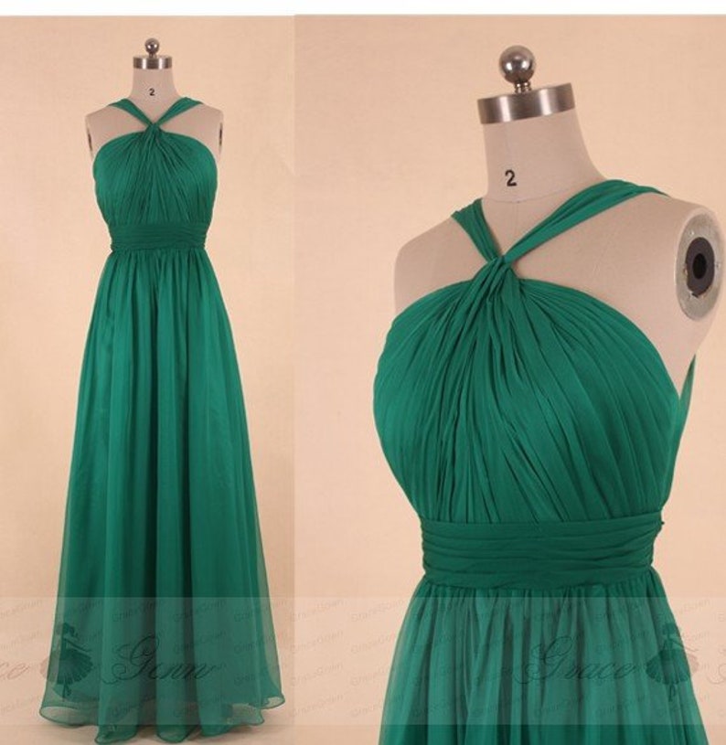 Emerald Green Chiffon Bridesmaid Dress