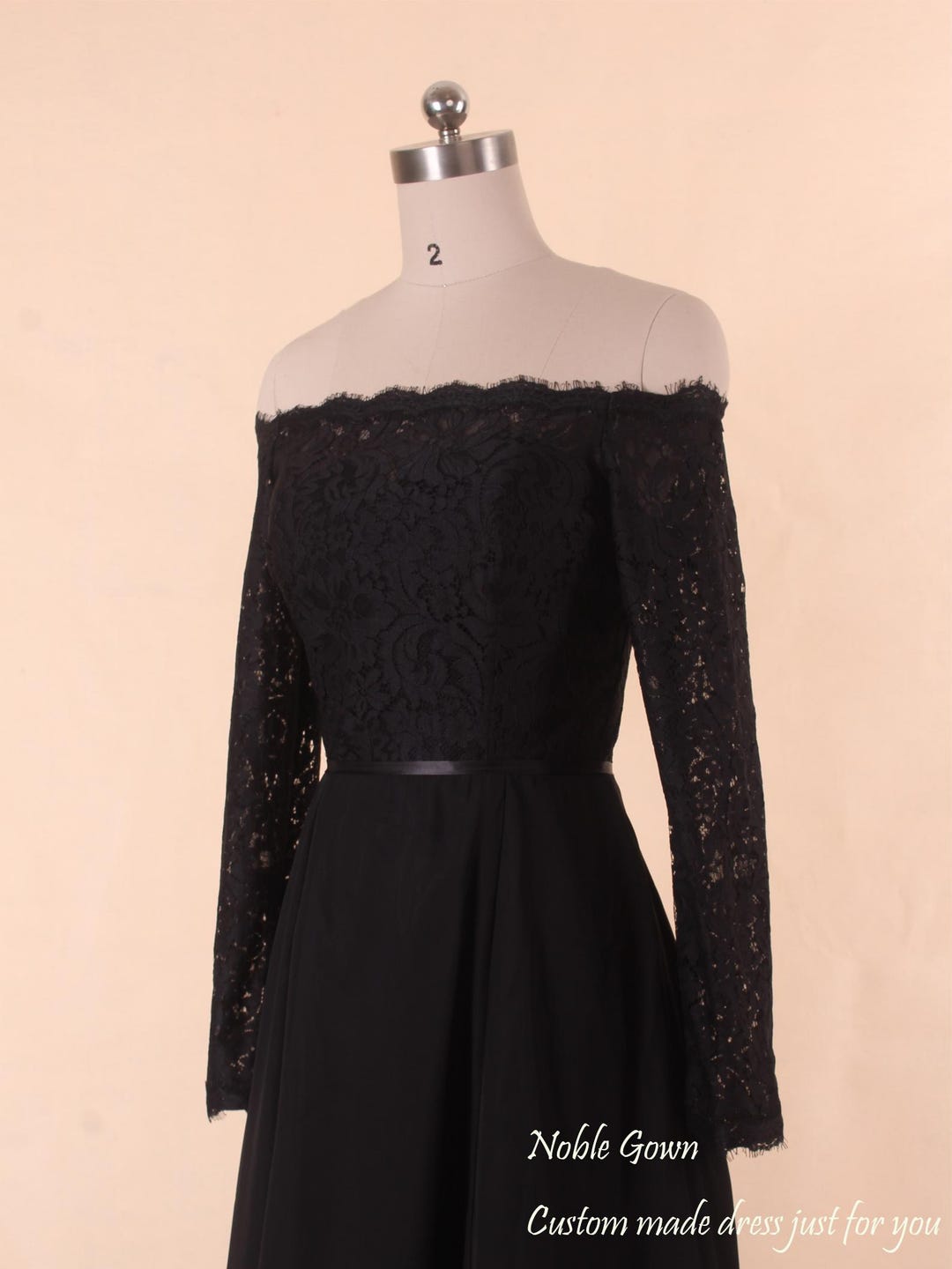 Black Off Shoulder Column Bridesmaid Dress main image 0