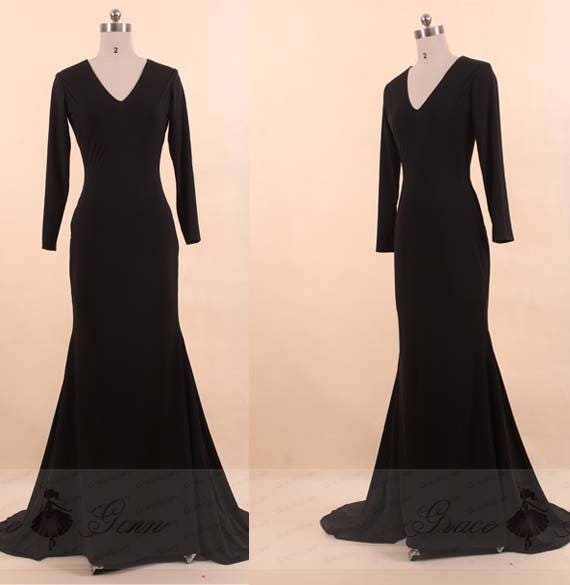 long sleeve bridesmaid dresses black