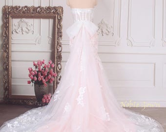 ivory/blush pink bridal floral dress inga ezergale design rose collection. Ivory/blush Pink Bridal Floral Dress Inga Ezergale Design Rose Collection.