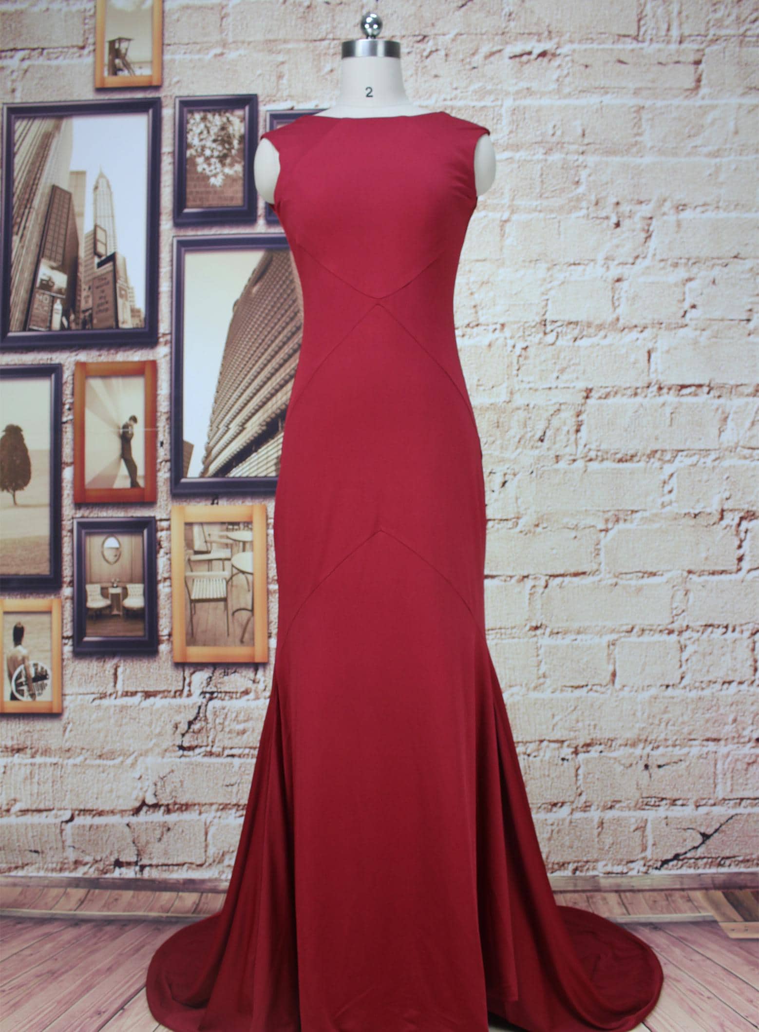 champagne red bridesmaid dresses Dark Red And Deep Red, Scarlet, Wine Velvet Bridesmaids Color Type:Unstitched