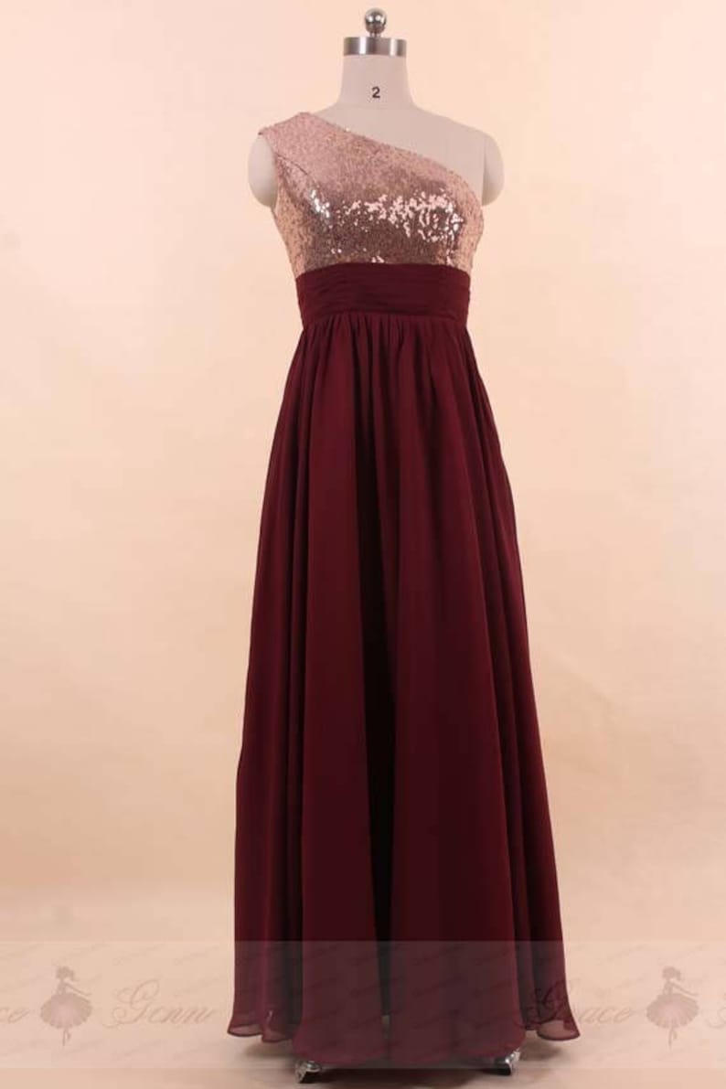 Junior Bridesmaid Dress One Shoulder Prom Dresslong Chiffon Etsy