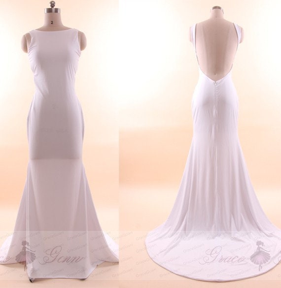 Robe De Mariage De Plage Pour Commentaires Sirène Dos Nu Blanc Robe De Mariée En Vedette Train Col Haut De Robe Demoiselle Dhonneur Robe Maxi