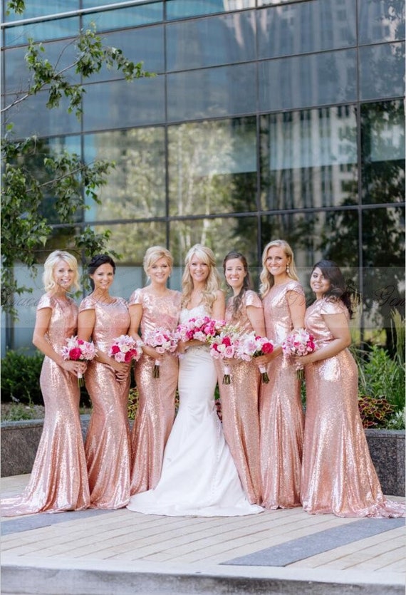 etsy rose gold bridesmaid dresses