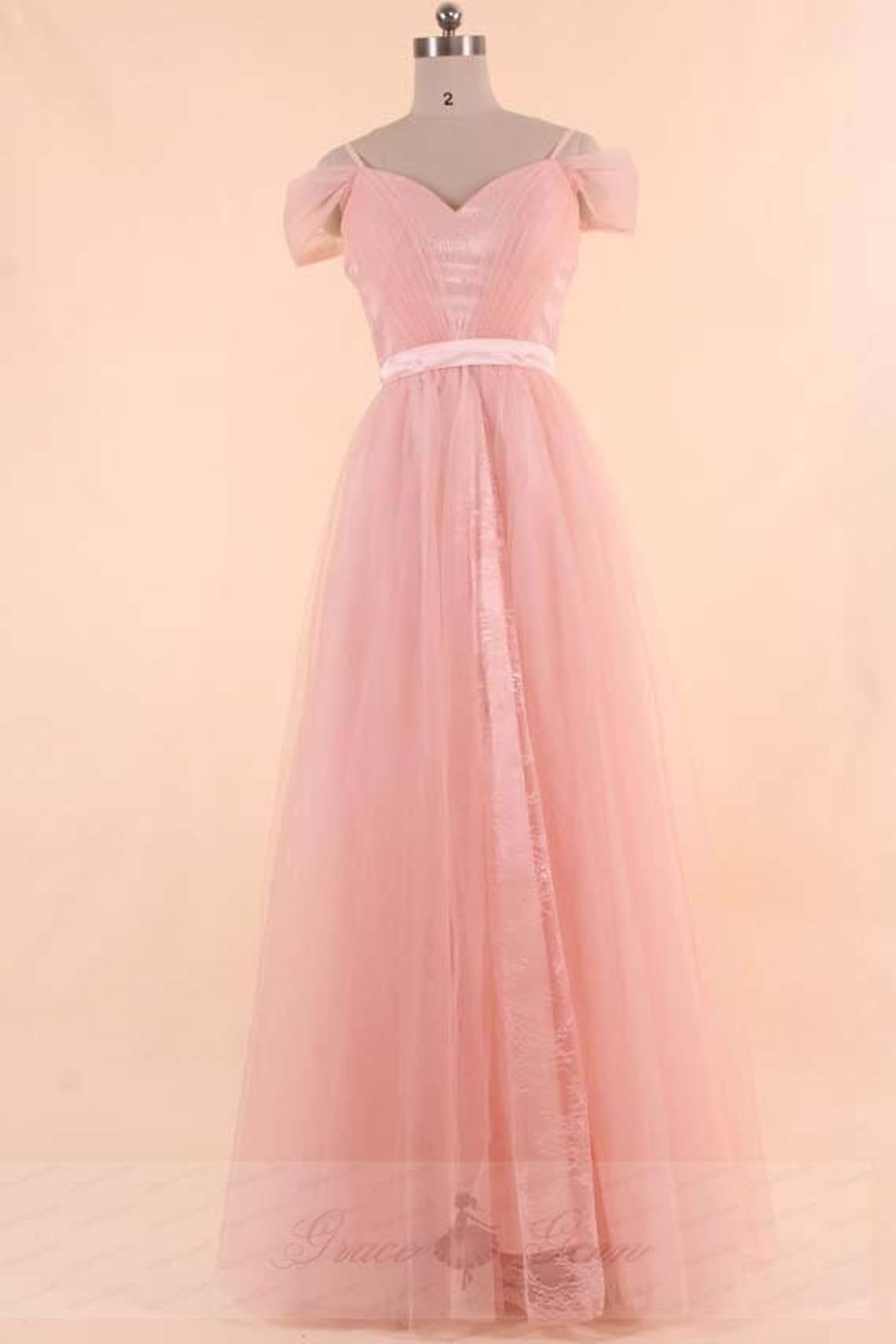 Bridesmaid Dress Blush Lace Tulle DressOff Shoulder Wedding Etsy