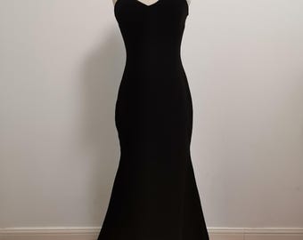 Vintage schwarzes Samt-Hochzeitskleid, Abendkleid, Maxikleid mit Herzausschnitt: Meerjungfrauen-Abendkleid in großen Größen