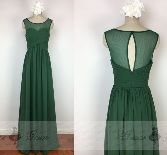 Emerald Green Bridesmaid DressSexy Evening Dress GownChiffon Etsy