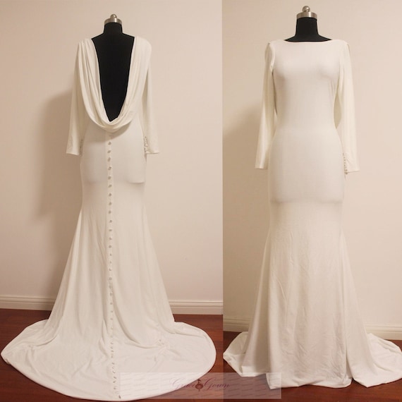 long sleeve cowl back dress