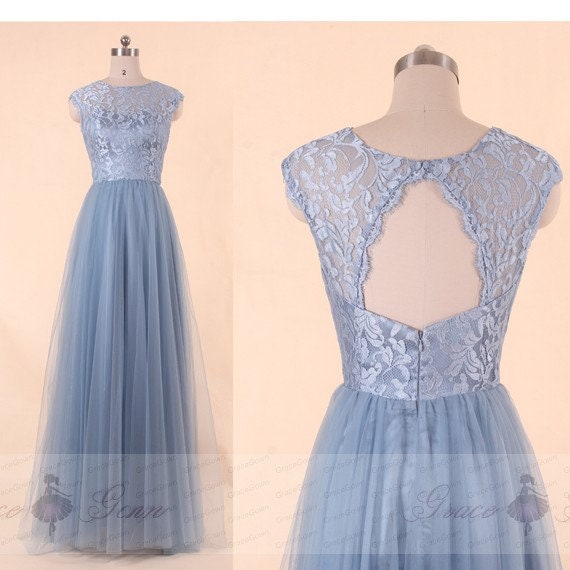 dusty blue dress modest