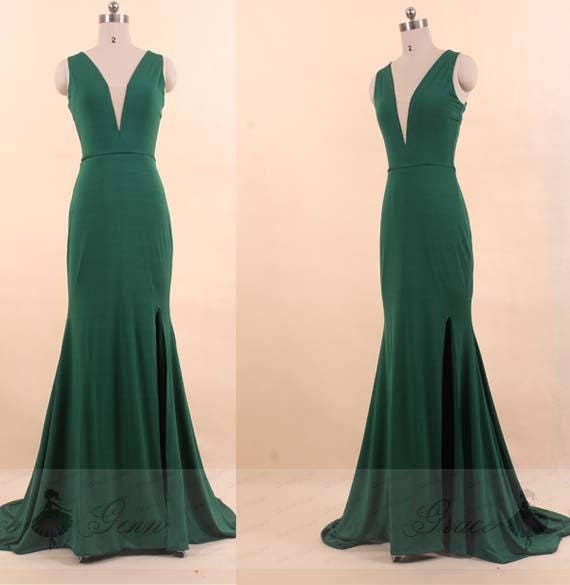 green jersey dress