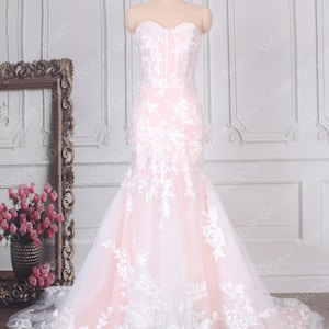 Blush Pink Mermaid Wedding Dress - Etsy Blush Pink Mermaid Wedding Dress - Etsy