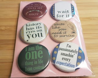 Hamilton Inspired Buttons OR Magnets