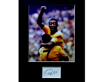 PELE AUTOGRAPH photo display Brazil World Cup Football