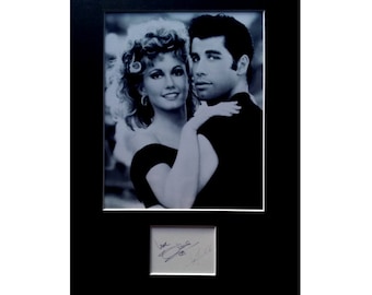 GREASE AUTOGRAPH photo display John Travolta Olivia Newton John