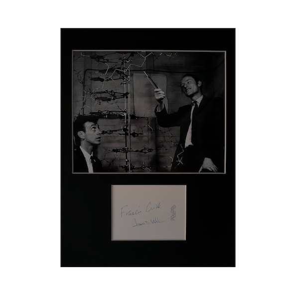 Francis Crick James D Watson AUTOGRAPH photo display DNA Scientists Biology