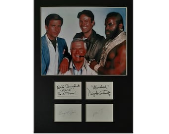 Exhibición de fotografías de AUTÓGRAFOS DE EL EQUIPO A Sr. T George Peppard Dwight Schultz Dirk Benedict