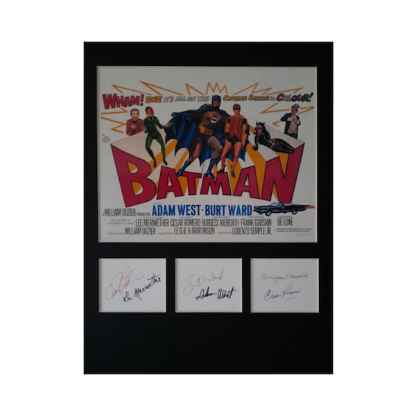 BATMAN movie cast AUTOGRAPH photo display Burt Wart Adam West TV Catwoman