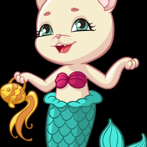 人魚猫ベクトルイラスト漫画クリップアート