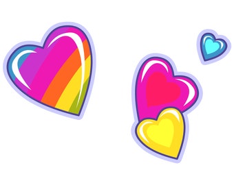Cartoon Hearts Vector Art - Digital Clipart
