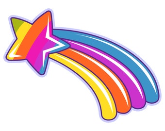 Rainbow Shooting Star Vector Art - Digital Clipart