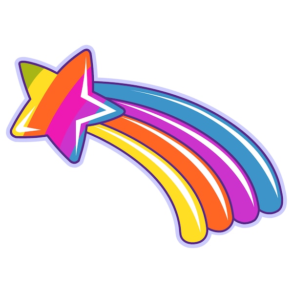 Rainbow Shooting Star Vector Art - Digital Clipart