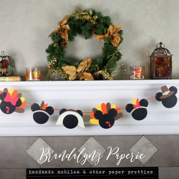 Mickey Mouse inspired THANKSGIVING Banner, Minnie Mouse inspired  THANKSGIVING Banner, Turkey banner or Holiday Bundle