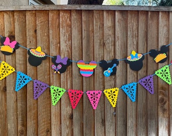 Mickey inspired Fiesta Banners, Pennant banner, Minnie inspired  Fiesta banner