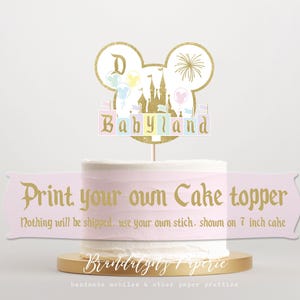 Babyland Disneyland inspirierte Tortenfigur, Tortenstecker DIY, vintage gold Mickey