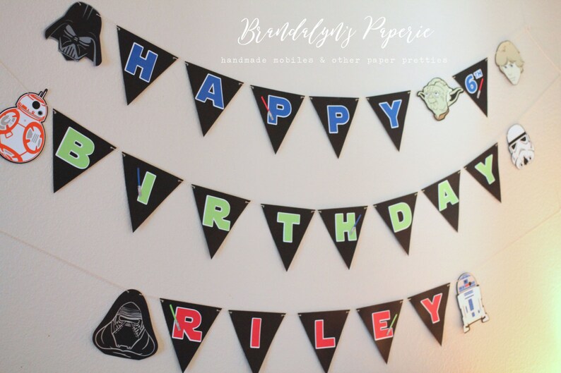 Star Wars Happy Birthday banner Star Wars birthday banner choose your characters