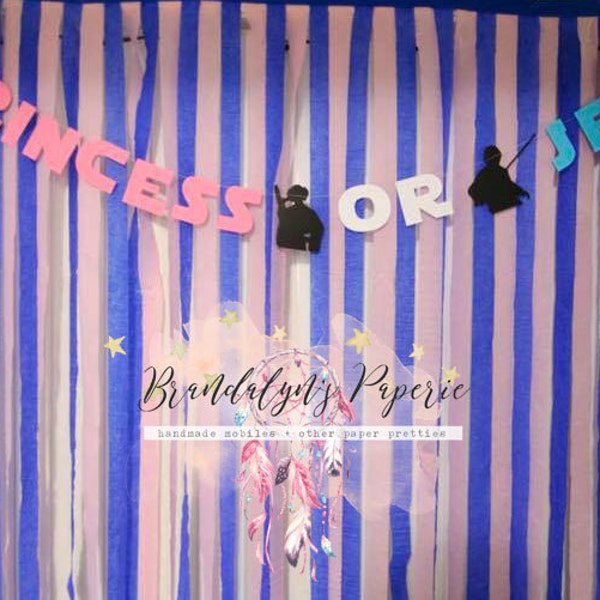 Star wars inspired Princess or Jedi banner, Gender reveal banners, Luke or Leia gender reveal banner, Photo Booth banner