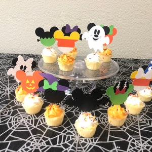 Halloween Mickey and Minnie Mouse inspired cupcake toppers, Mickey and Minnie Halloween image 6