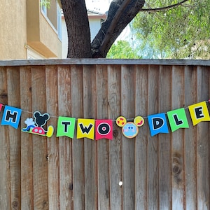 Mickey Mouse Clubhouse inspired oh TWOdles banner, Mickey clubhouse banner, Mickey birthday banner