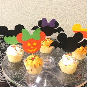 Halloween Mickey and Minnie Mouse inspired cupcake toppers, Mickey and Minnie Halloween image 5