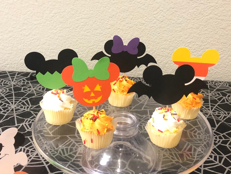 Halloween Mickey and Minnie Mouse inspired cupcake toppers, Mickey and Minnie Halloween image 5