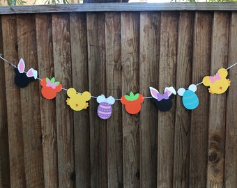Mickey Mouse inspired Easter Banner, Minnie Mouse inspired Easter Banner, Bunny, chick, carrot Easter egg banner