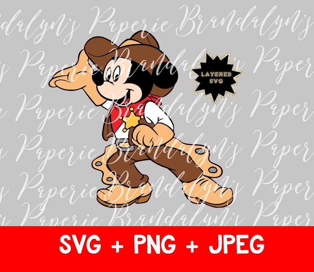 Cowboy Mickey SVG PNG JPEG Cut File Rodeo Mickey - Etsy