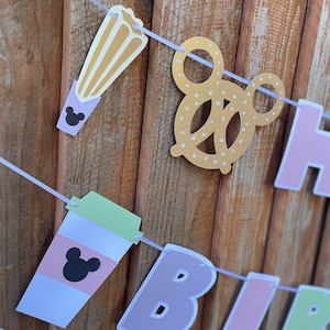 Mickey Mouse inspired Happy Birthday Disneyland inspired treats banner