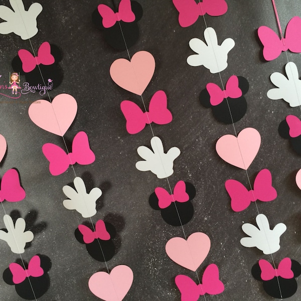 Minnie Mouse inspired Garlands set of pink VERTICAL, Minnie Mouse Birthday garland, minnie mouse decoration, nursery or playroom