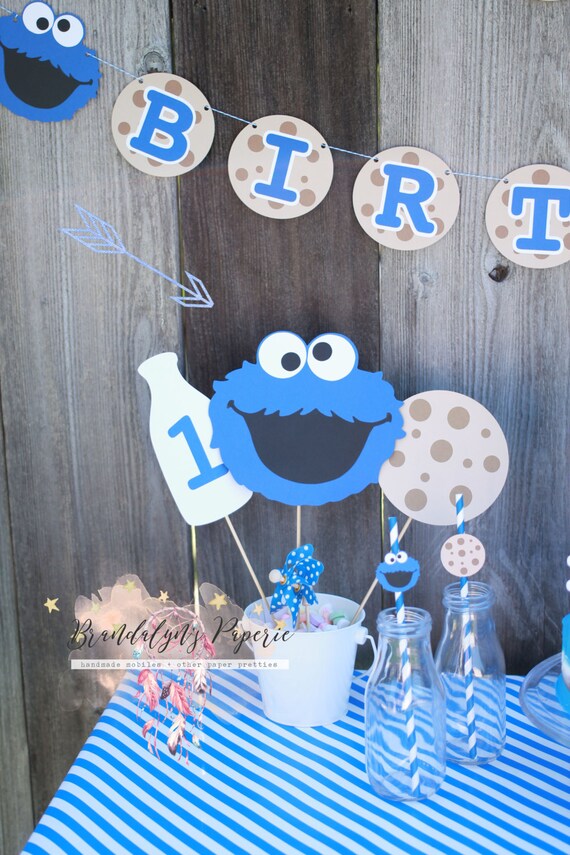 Cookie Monster centerpieces Cookie Monster Milk and cookies | Etsy