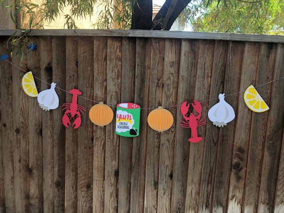 Crawfish Boil Party Banner: Creole Theme, Card Stock Decor