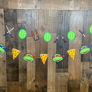 Teenage mutant ninja turtle inspired banners, set of 2, TMNT birthday banners image 4