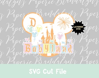 Archivo de corte SVG de adorno para tarta inspirado en Disneyland Babyland