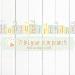 DIY druckbare Micky Disneyland inspirierte HAPPY BIRTHDAY Banner, sofortiger Download